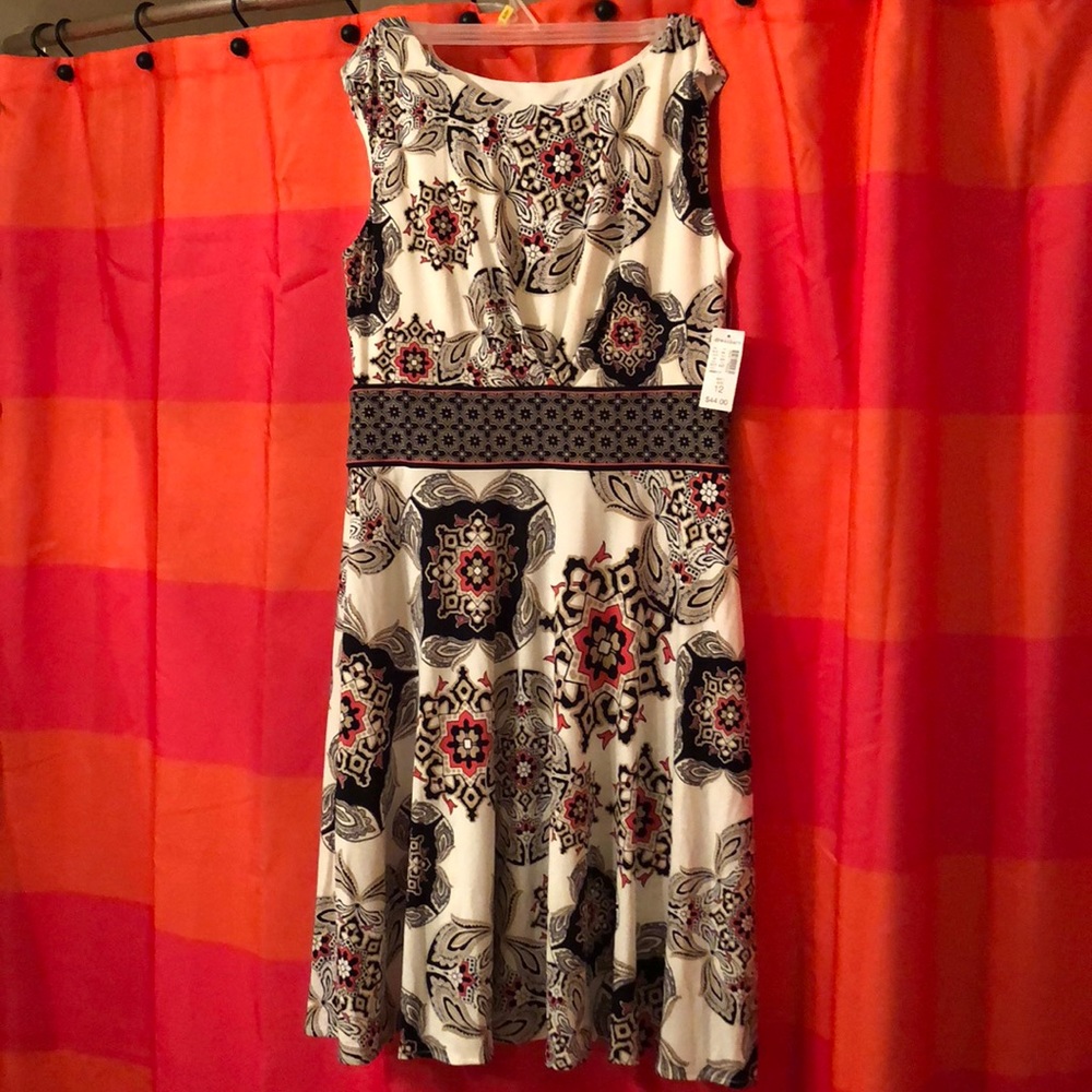Patterned Cream Colored Dress